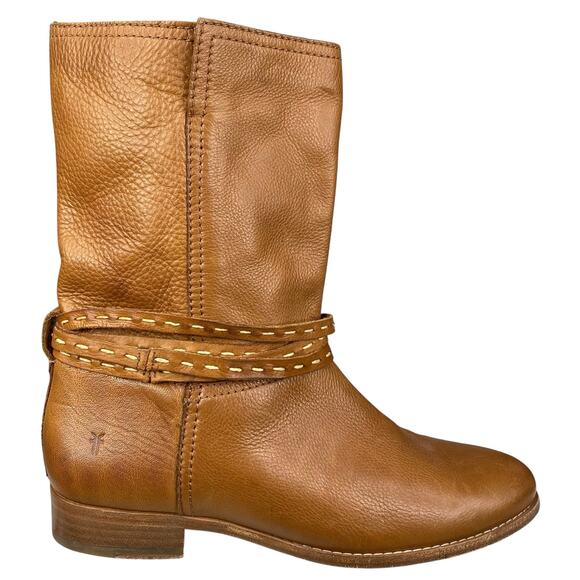 Frye Women’s Cara Pickstitch Brown Leather Ankle Boot Size US 9 - Picture 1 of 10